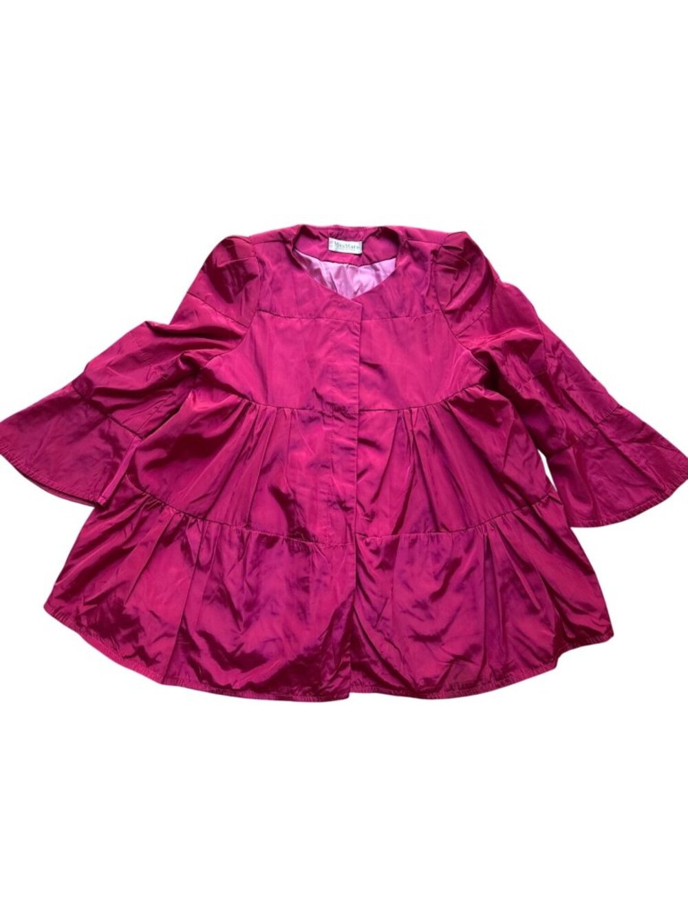 Vintage Max Mara Size XL Pink Single Breasted Bell Sleeve Tiered Jacket